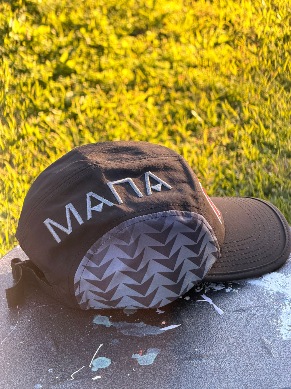 Mana Golf Black & Red 5 Panel Cap
