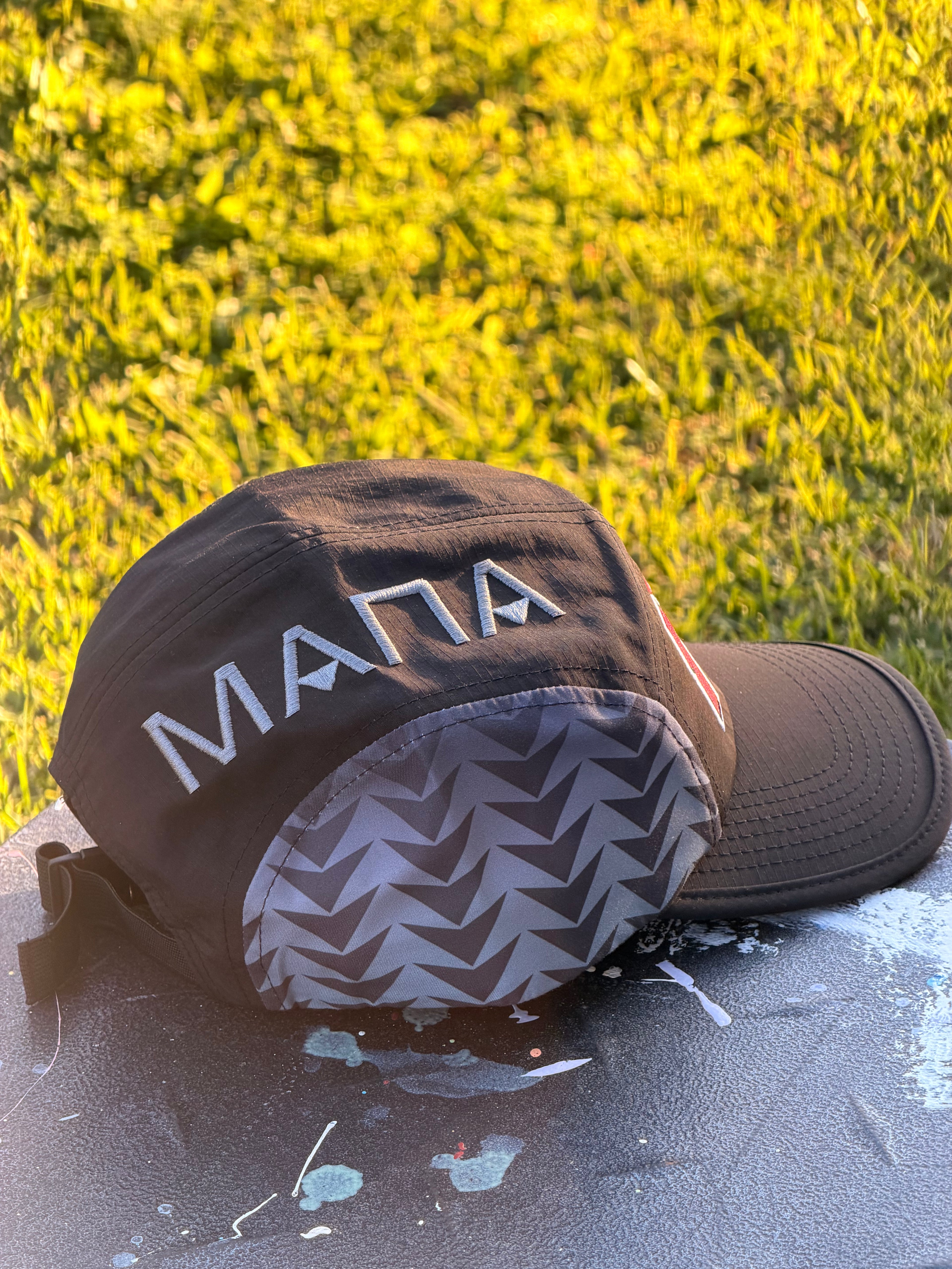 Mana Golf Black & Red 5 Panel Cap